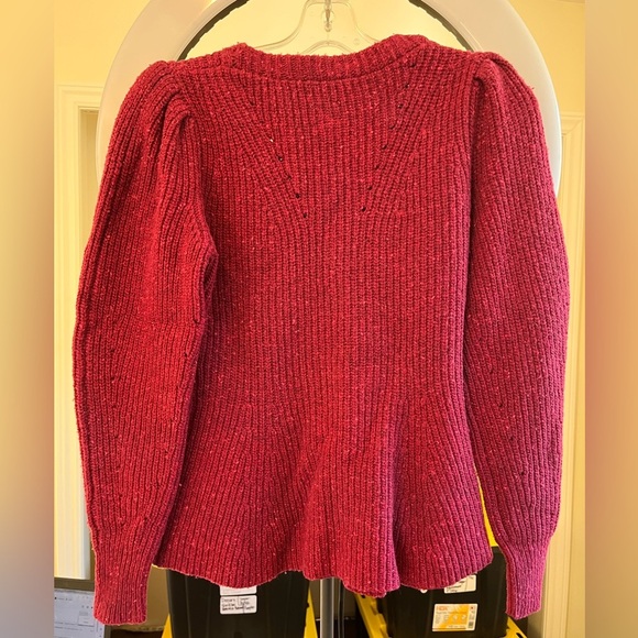La Vie Rebecca Taylor Red Ribbed Peplum Sweater - Picture 11 of 16